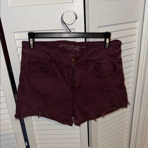 American Eagle Outfitters Women's Maroon Jean Shorts